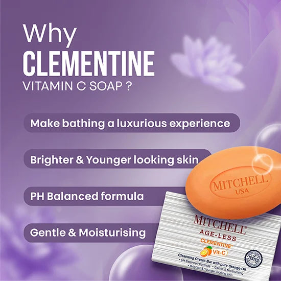 Clementine Cleansing Cream Bar With Pure Orange Oil - Vitamin C Soap - 125gm